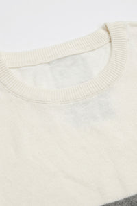 White and Black Colour Block Knitted T-Shirt for Men