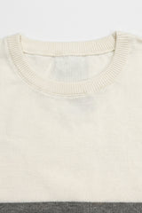 White and Black Colour Block Knitted T-Shirt for Men