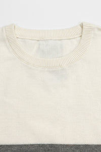 White and Black Colour Block Knitted T-Shirt for Men