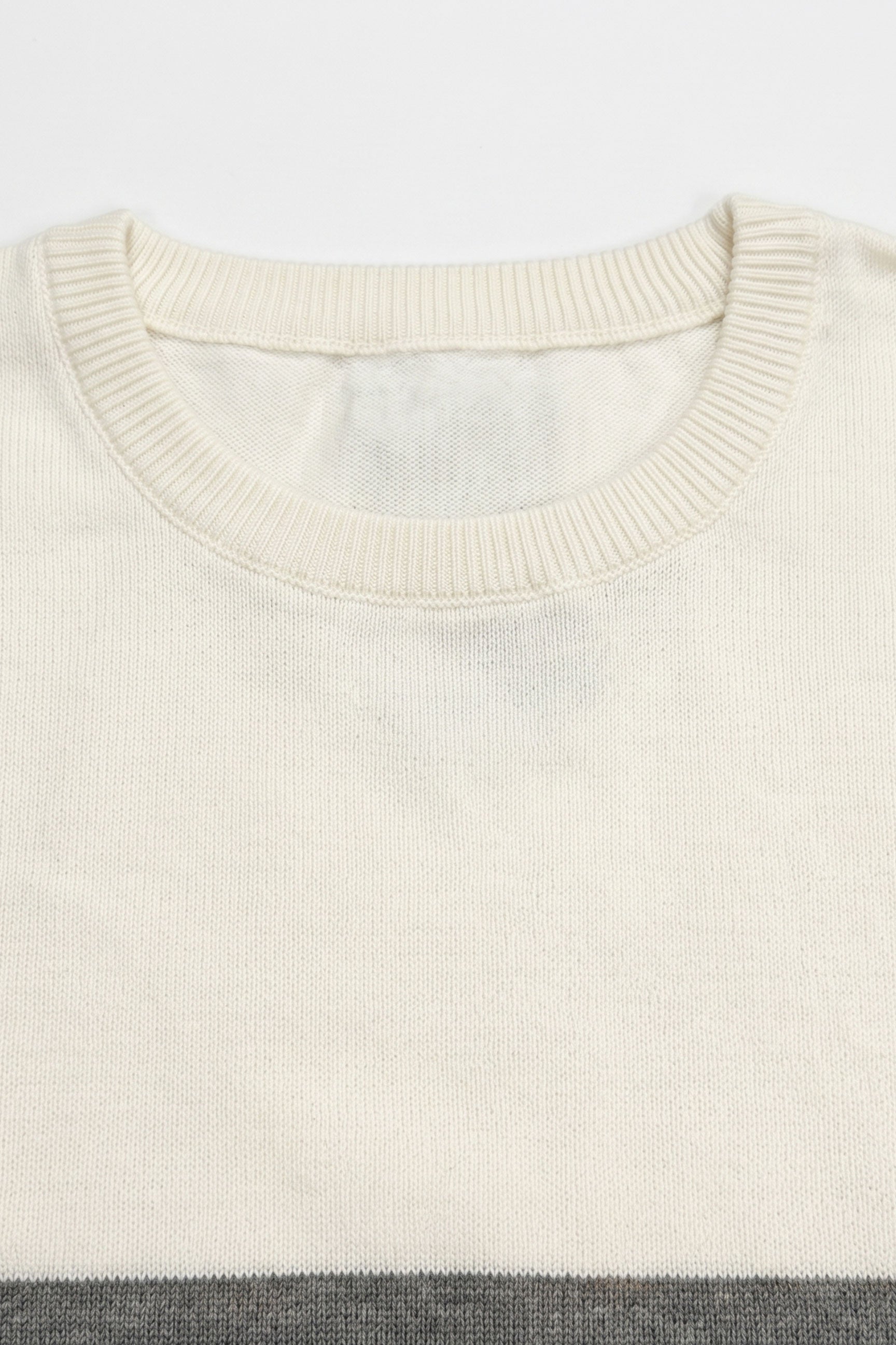 White and Black Colour Block Knitted T-Shirt for Men