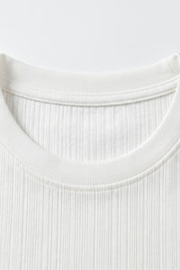 White Ribbed Classic TShirt for Men