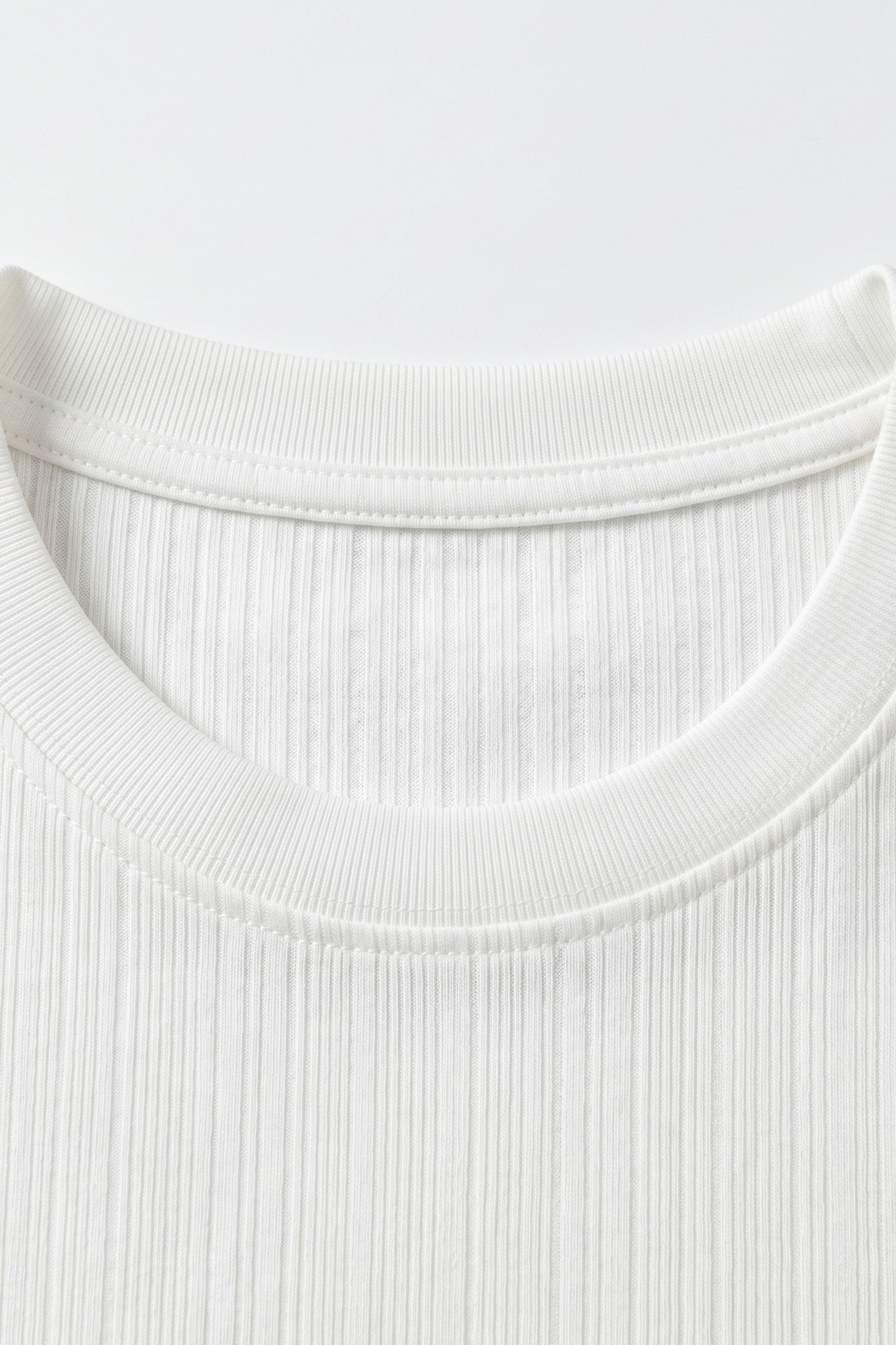 White Ribbed Classic TShirt for Men