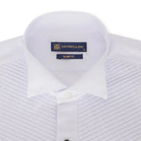 Men's Wing Collar White Shirt Pleated Tuxedo Double Cuff Satin Cotton