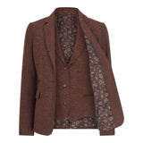 WS-12 - Women's Tweed Suit Waistcoat Herringbone Wool Rust Brown
