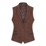 Brown textured vest with floral lining on a white background