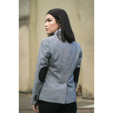 wsn03 - Women's Tweed Grey Blazer Jacket Elow Patch Peaky 1920s
