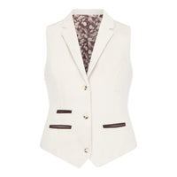 WSN15 - Women's Cream Wool Blend Tweed Waistcoat