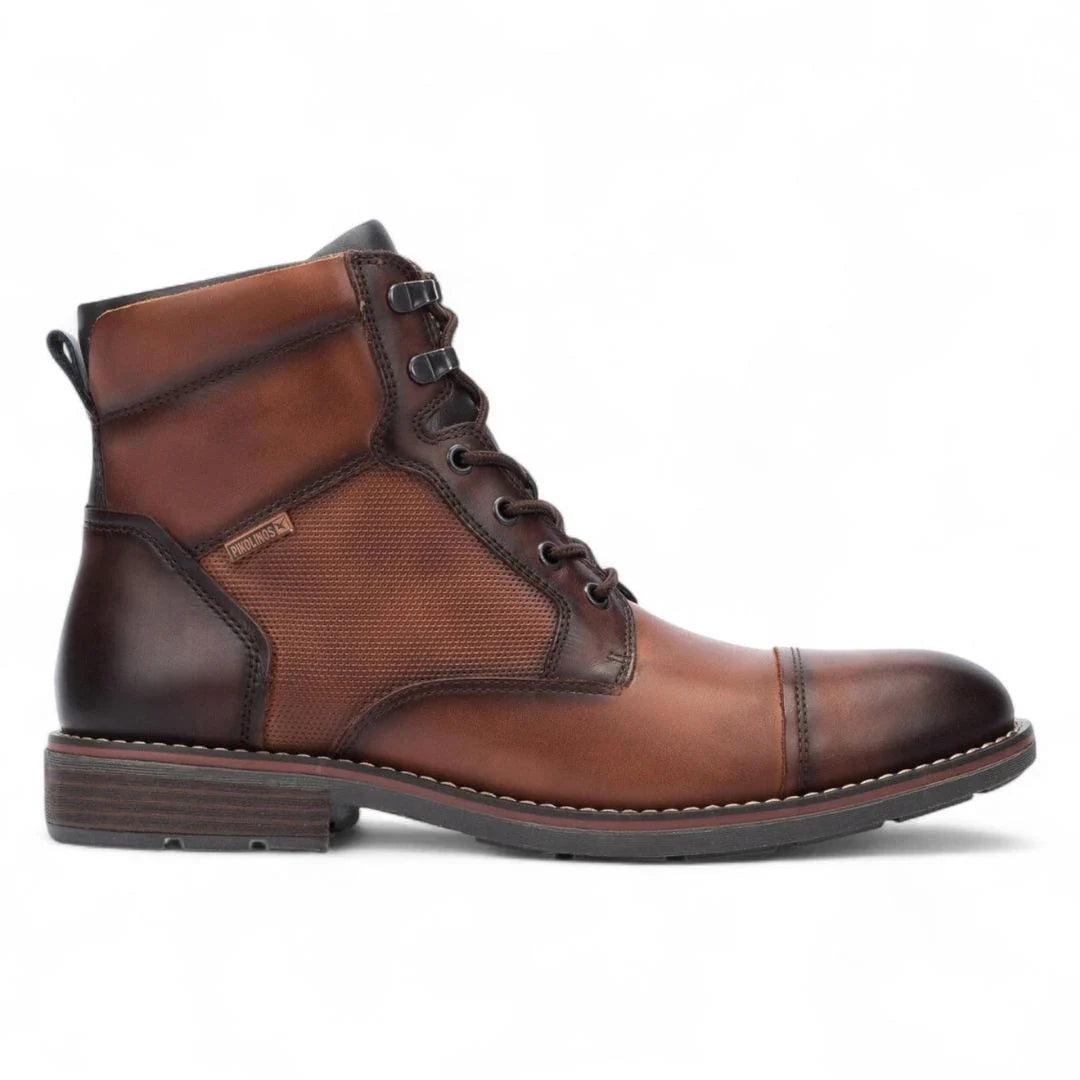 York - Men's Cuero Brown Lace Up Leather Ankle Boots