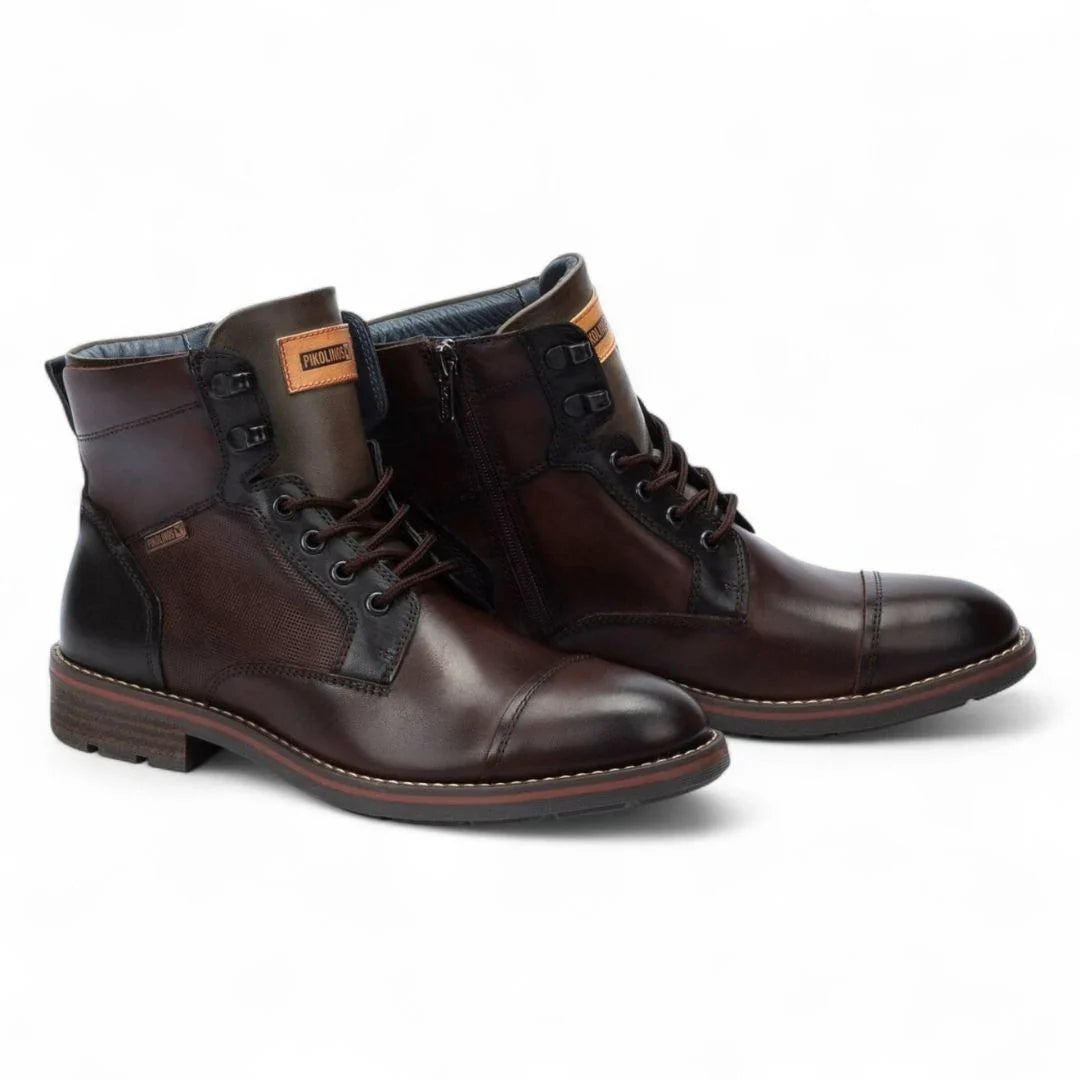 York - Men's Olmo Brown Lace Up Leather Ankle Boots